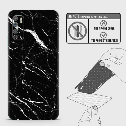 Infinix Note 7 Lite Back Skin - Design 6 - Trendy Black Marble Skin Wrap Back Sticker