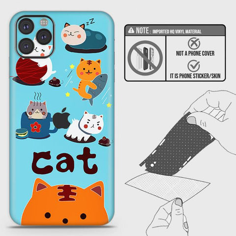 iPhone 11 Pro Back Skin - Design 3 - Cute Lazy Cate Skin Wrap Back Sticker