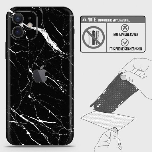 iPhone 12 Back Skin - Design 6 - Trendy Black Marble Skin Wrap Back Sticker