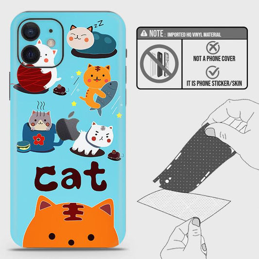 iPhone 12 Mini Back Skin - Design 3 - Cute Lazy Cate Skin Wrap Back Sticker