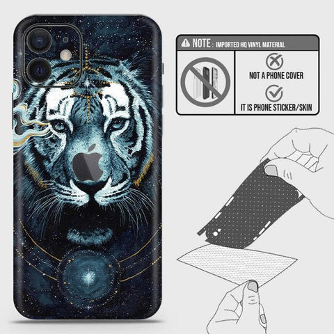 iPhone 12 Mini Back Skin - Design 4 - Vintage Galaxy Tiger Skin Wrap Back Sticker