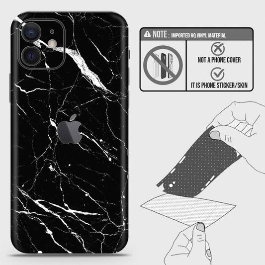 iPhone 12 Mini Back Skin - Design 6 - Trendy Black Marble Skin Wrap Back Sticker