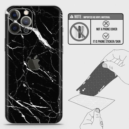 iPhone 12 Pro Back Skin - Design 6 - Trendy Black Marble Skin Wrap Back Sticker