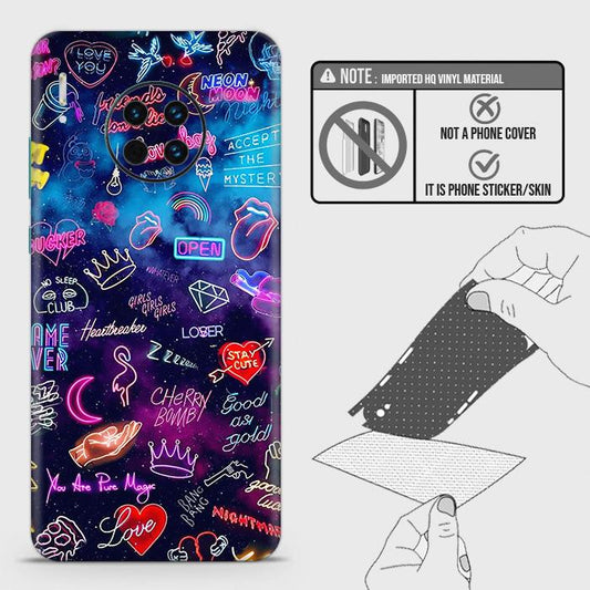 Huawei Mate 30 Back Skin - Design 1 - Neon Galaxy Skin Wrap Back Sticker