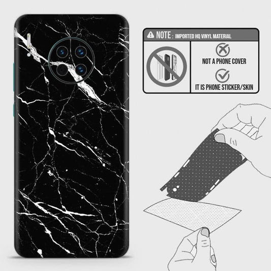 Huawei Mate 30 Back Skin - Design 6 - Trendy Black Marble Skin Wrap Back Sticker