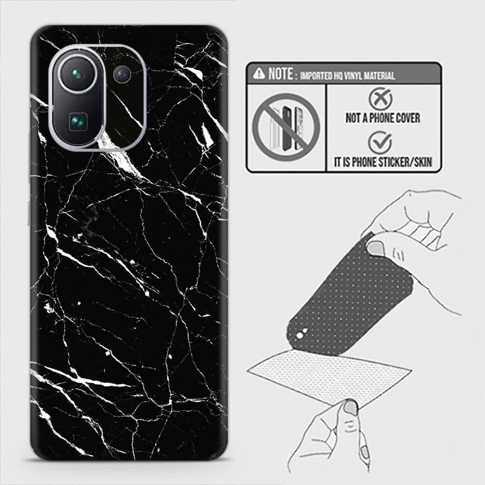 Xiaomi Mi 11 Pro Back Skin - Design 6 - Trendy Black Marble Skin Wrap Back Sticker Without Sides