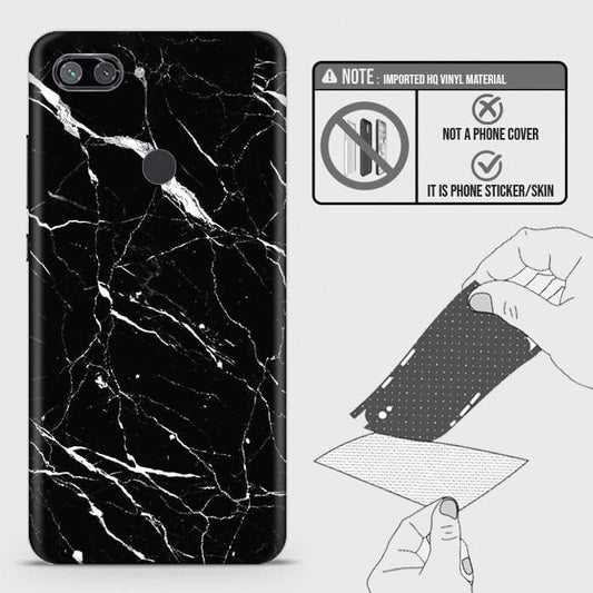 Xiaomi Mi 8 Lite Back Skin - Design 6 - Trendy Black Marble Skin Wrap Back Sticker