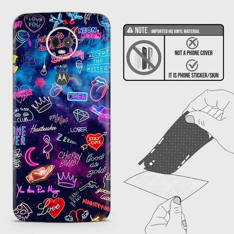 Motorola Moto E5 Plus Back Skin - Design 1 - Neon Galaxy Skin Wrap Back Sticker