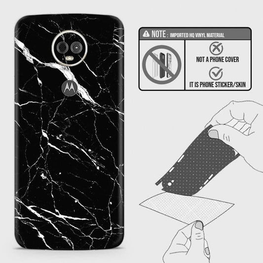 Motorola Moto E5 Plus Back Skin - Design 6 - Trendy Black Marble Skin Wrap Back Sticker