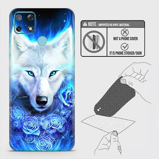 Realme Narzo 30A Back Skin - Design 2 - Vintage Galaxy Wolf Skin Wrap Back Sticker Without Sides