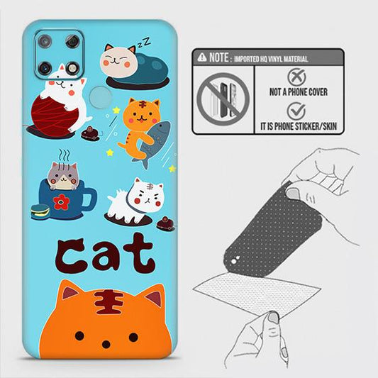 Realme Narzo 30A Back Skin - Design 3 - Cute Lazy Cate Skin Wrap Back Sticker Without Sides