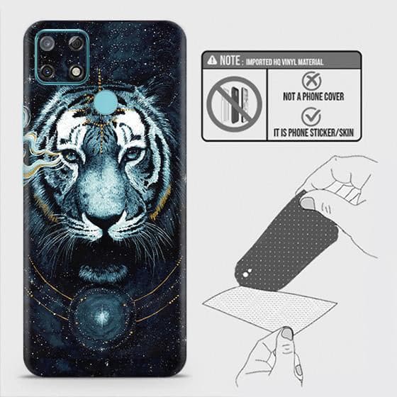Realme Narzo 30A Back Skin - Design 4 - Vintage Galaxy Tiger Skin Wrap Back Sticker Without Sides
