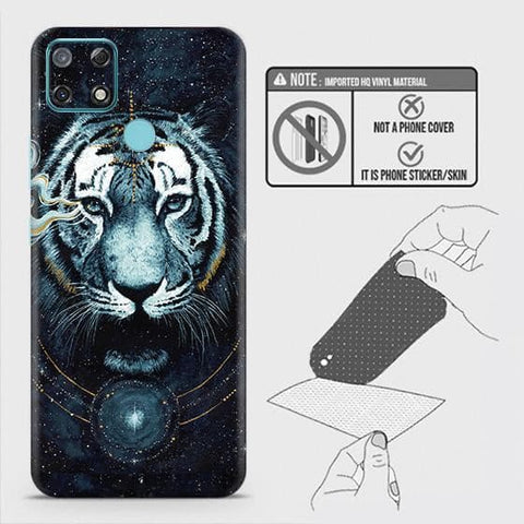 Realme Narzo 30A Back Skin - Design 4 - Vintage Galaxy Tiger Skin Wrap Back Sticker Without Sides