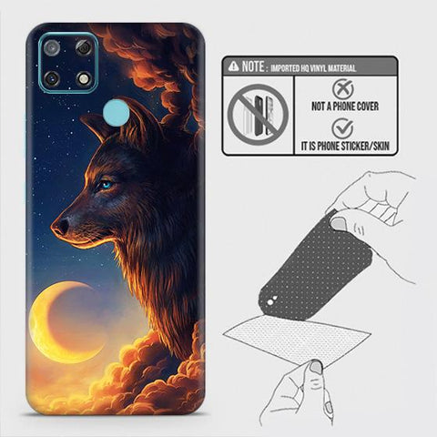 Realme Narzo 30A Back Skin - Design 5 - Mighty Wolf Skin Wrap Back Sticker Without Sides