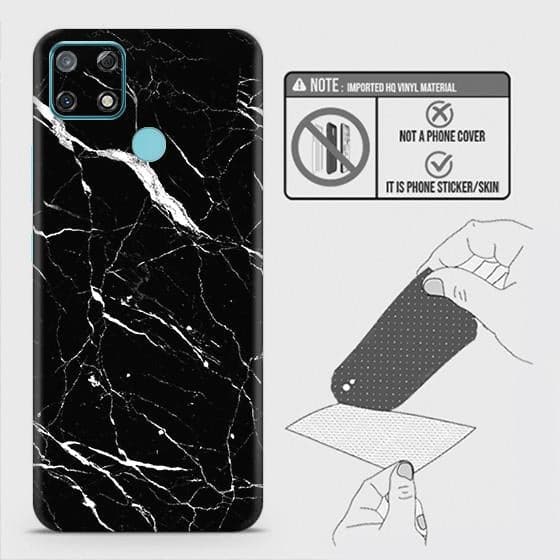 Realme Narzo 30A Back Skin - Design 6 - Trendy Black Marble Skin Wrap Back Sticker Without Sides
