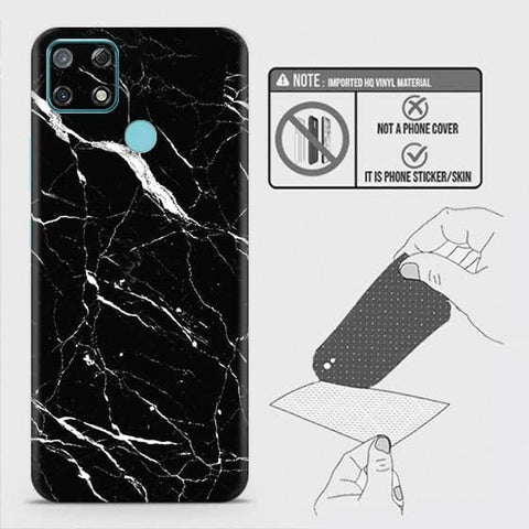 Realme Narzo 30A Back Skin - Design 6 - Trendy Black Marble Skin Wrap Back Sticker Without Sides