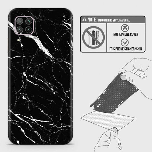 Huawei Nova 7i Back Skin - Design 6 - Trendy Black Marble Skin Wrap Back Sticker