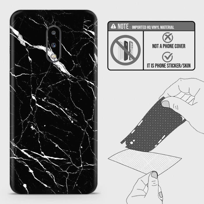 OnePlus 7 Back Skin - Design 6 - Trendy Black Marble Skin Wrap Back Sticker
