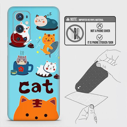 OnePlus 9 Pro Back Skin - Design 3 - Cute Lazy Cate Skin Wrap Back Sticker Without Sides