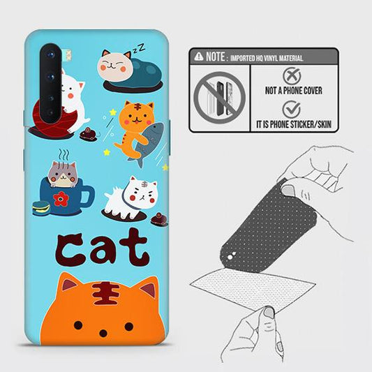 OnePlus Nord Back Skin - Design 3 - Cute Lazy Cate Skin Wrap Back Sticker Without Sides
