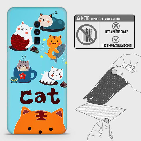 Oppo Reno 10x Zoom Back Skin - Design 3 - Cute Lazy Cate Skin Wrap Back Sticker