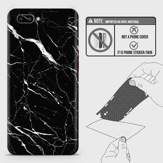 Oppo A3s Back Skin - Design 6 - Trendy Black Marble Skin Wrap Back Sticker