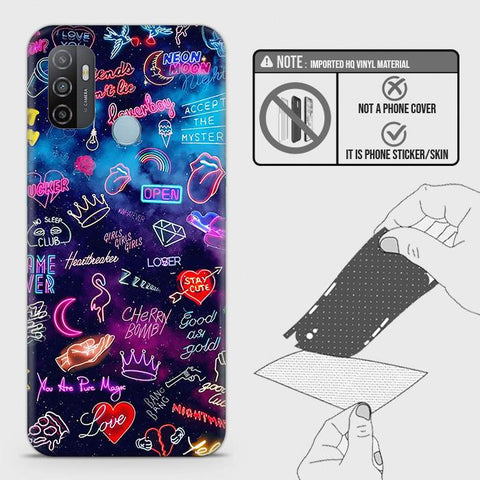 Oppo A53s Back Skin - Design 1 - Neon Galaxy Skin Wrap Back Sticker