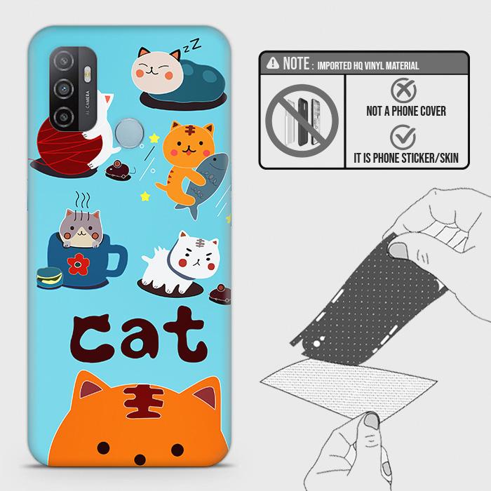 Oppo A53 Back Skin - Design 3 - Cute Lazy Cate Skin Wrap Back Sticker