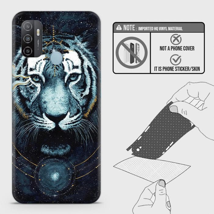 Oppo A53s Back Skin - Design 4 - Vintage Galaxy Tiger Skin Wrap Back Sticker