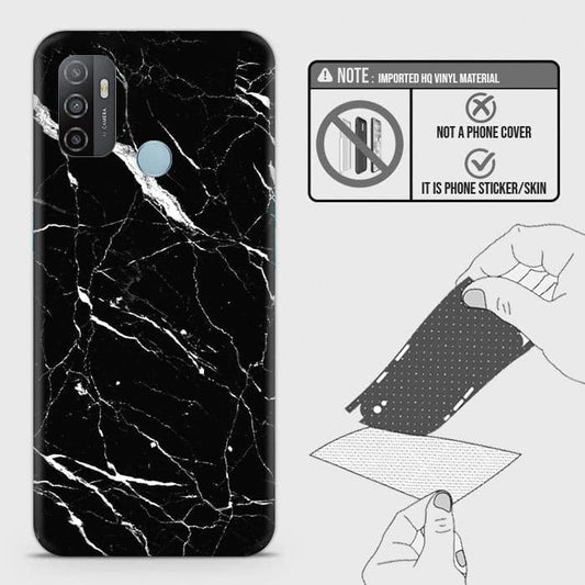 Oppo A53 Back Skin - Design 6 - Trendy Black Marble Skin Wrap Back Sticker
