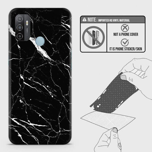 Oppo A53s Back Skin - Design 6 - Trendy Black Marble Skin Wrap Back Sticker