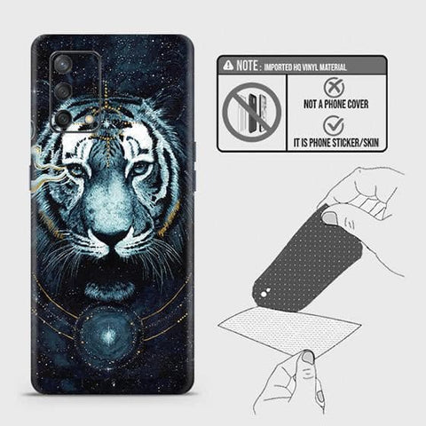 Oppo A74 4G Back Skin - Design 4 - Vintage Galaxy Tiger Skin Wrap Back Sticker Without Sides
