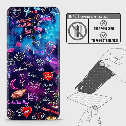 Oppo Reno 2F Back Skin - Design 1 - Neon Galaxy Skin Wrap Back Sticker