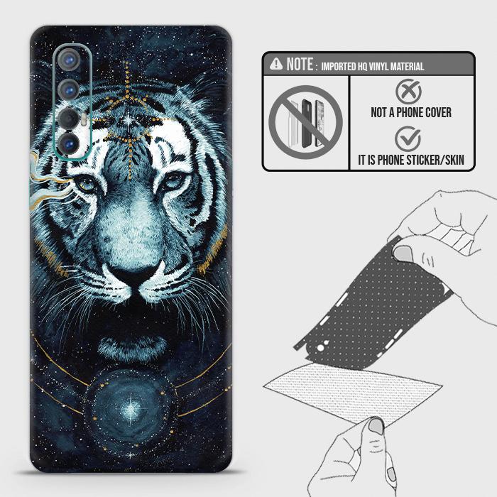Oppo Reno 3 Pro 5G Back Skin - Design 4 - Vintage Galaxy Tiger Skin Wrap Back Sticker