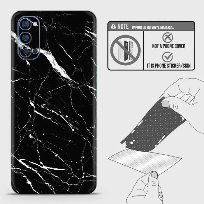 Oppo Reno 4 5G Back Skin - Design 6 - Trendy Black Marble Skin Wrap Back Sticker