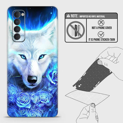 Oppo Reno 4 Pro Back Skin - Design 2 - Vintage Galaxy Wolf Skin Wrap Back Sticker