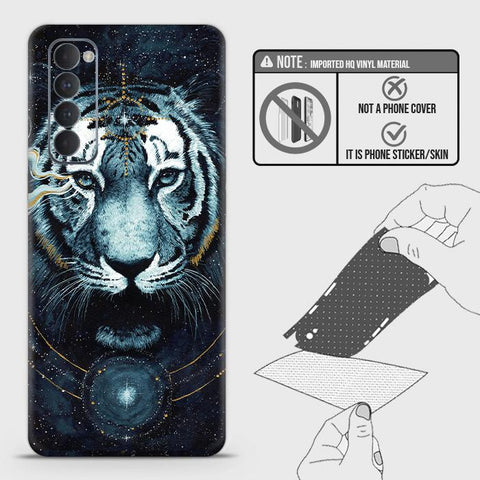 Oppo Reno 4 Pro Back Skin - Design 4 - Vintage Galaxy Tiger Skin Wrap Back Sticker