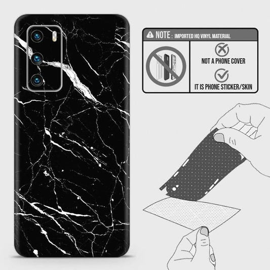 Huawei P40 Back Skin - Design 6 - Trendy Black Marble Skin Wrap Back Sticker