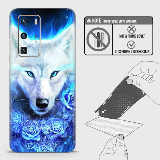 Huawei P40 Pro Back Skin - Design 2 - Vintage Galaxy Wolf Skin Wrap Back Sticker