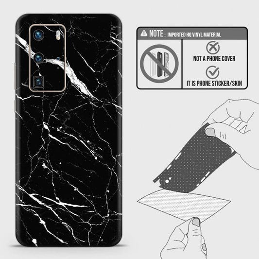Huawei P40 Pro Back Skin - Design 6 - Trendy Black Marble Skin Wrap Back Sticker