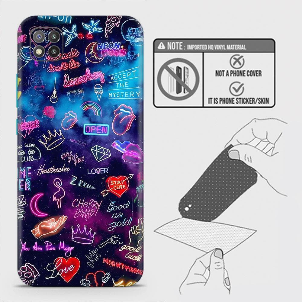 Xiaomi Poco C3 Back Skin - Design 1 - Neon Galaxy Skin Wrap Back Sticker Without Sides