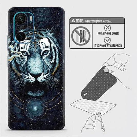 Xiaomi Poco F3 Back Skin - Design 4 - Vintage Galaxy Tiger Skin Wrap Back Sticker Without Sides