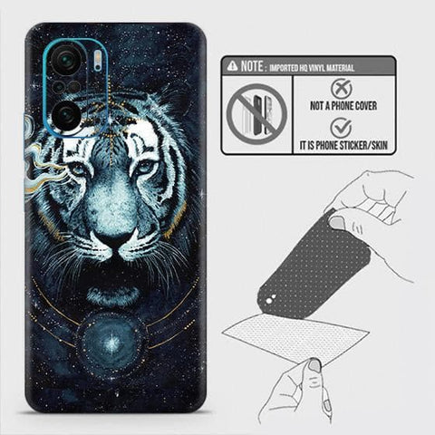 Xiaomi Poco F3 Back Skin - Design 4 - Vintage Galaxy Tiger Skin Wrap Back Sticker Without Sides