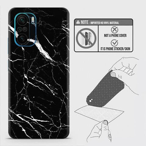 Xiaomi Poco F3 Back Skin - Design 6 - Trendy Black Marble Skin Wrap Back Sticker Without Sides