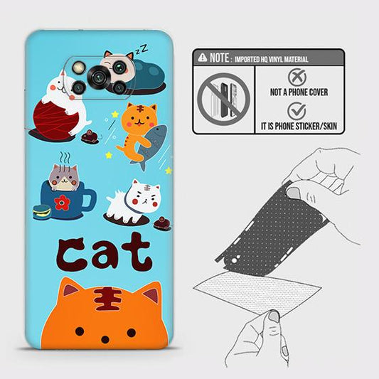Xiaomi Poco X3 Pro Back Skin - Design 3 - Cute Lazy Cate Skin Wrap Back Sticker Without Sides