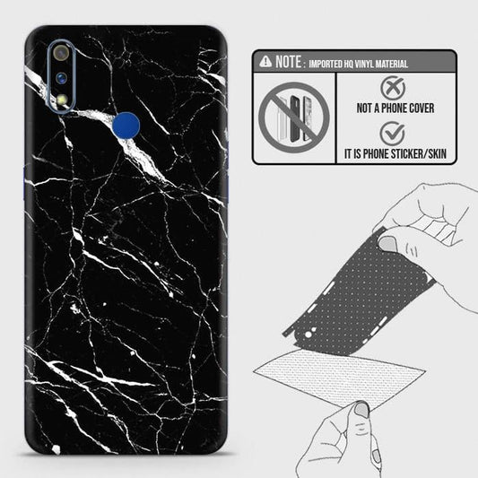 Realme 3 Pro Back Skin - Design 6 - Trendy Black Marble Skin Wrap Back Sticker