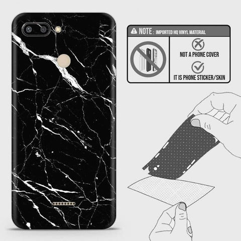 Realme 6 Back Skin - Design 6 - Trendy Black Marble Skin Wrap Back Sticker