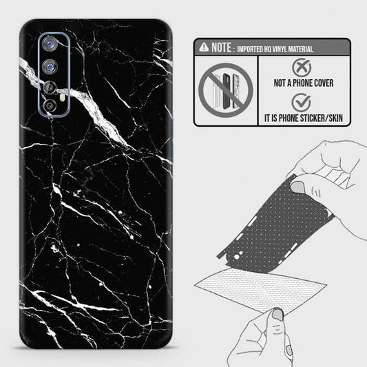 Realme 7 Back Skin - Design 6 - Trendy Black Marble Skin Wrap Back Sticker