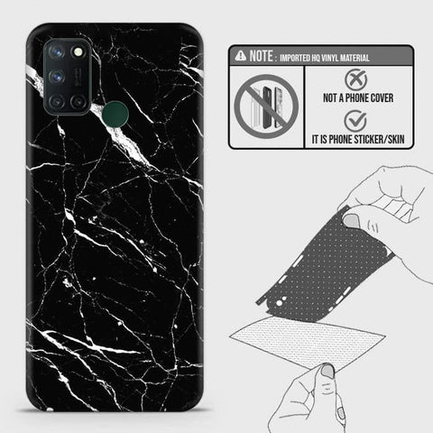 Realme 7i Back Skin - Design 6 - Trendy Black Marble Skin Wrap Back Sticker