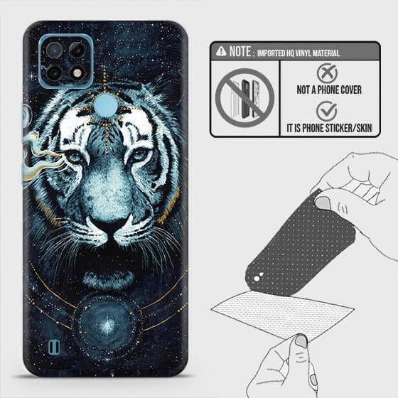 Realme C21 Back Skin - Design 4 - Vintage Galaxy Tiger Skin Wrap Back Sticker